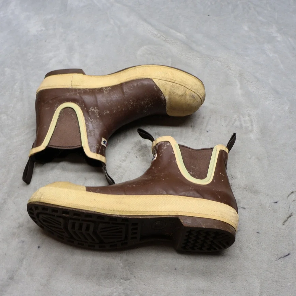 XTRATUF Men 11 Rain Boots Brown Deck Waterproof Slip On Fishing Durable Workwear